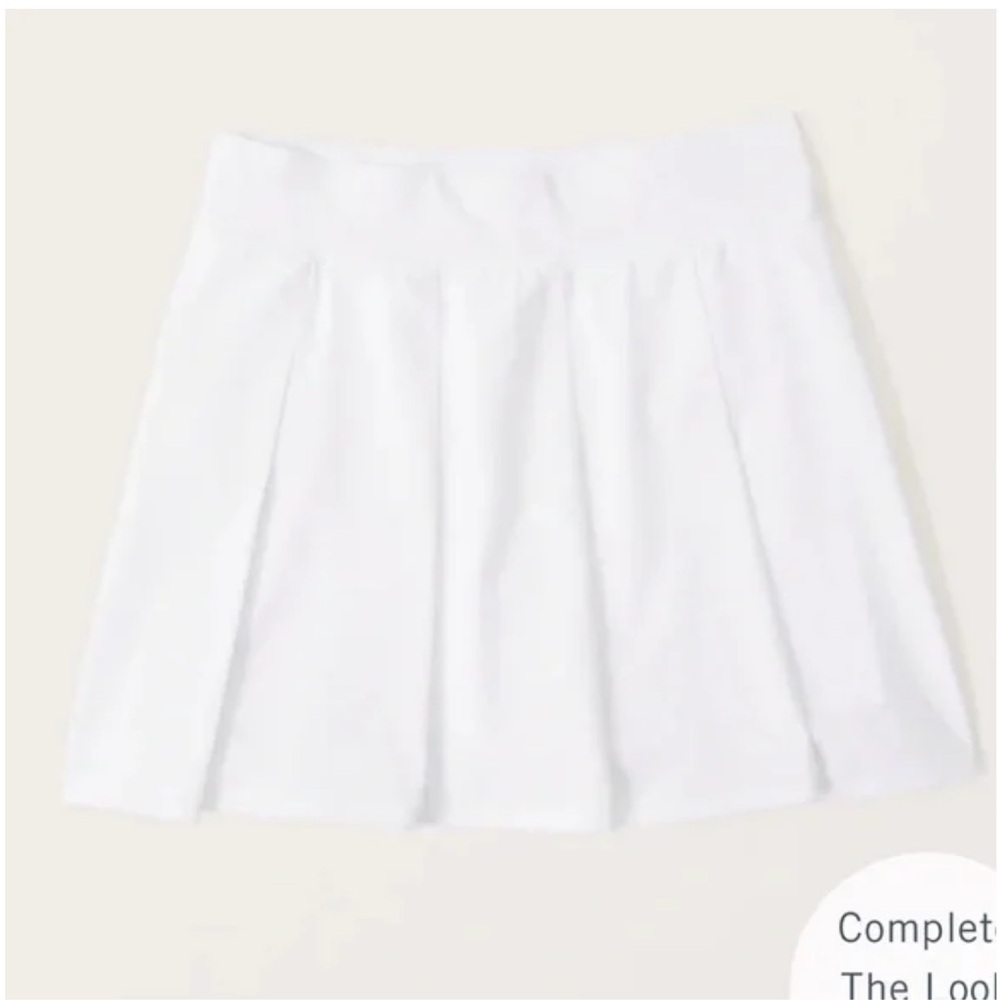 Abercrombie & Fitch White Pleated Skater Mini Skirt